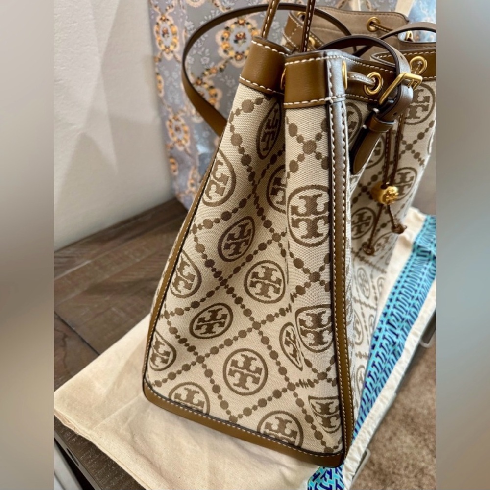 Tory Burch Monogram Drawstring Tote - Picture 16 of 16